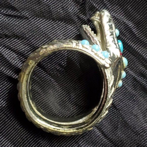 Vintage 1970's Rattle Snake Coil Ring Adjustable Size 6.5 - Picture 4 of 9